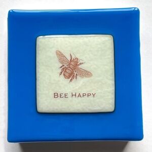 Bee Happy - Fused Glass Mounted Tile - Home Decor